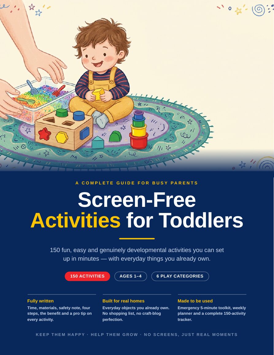Cover of Screen-Free Activities for Toddlers, a 150-activity book for ages 1 to 4